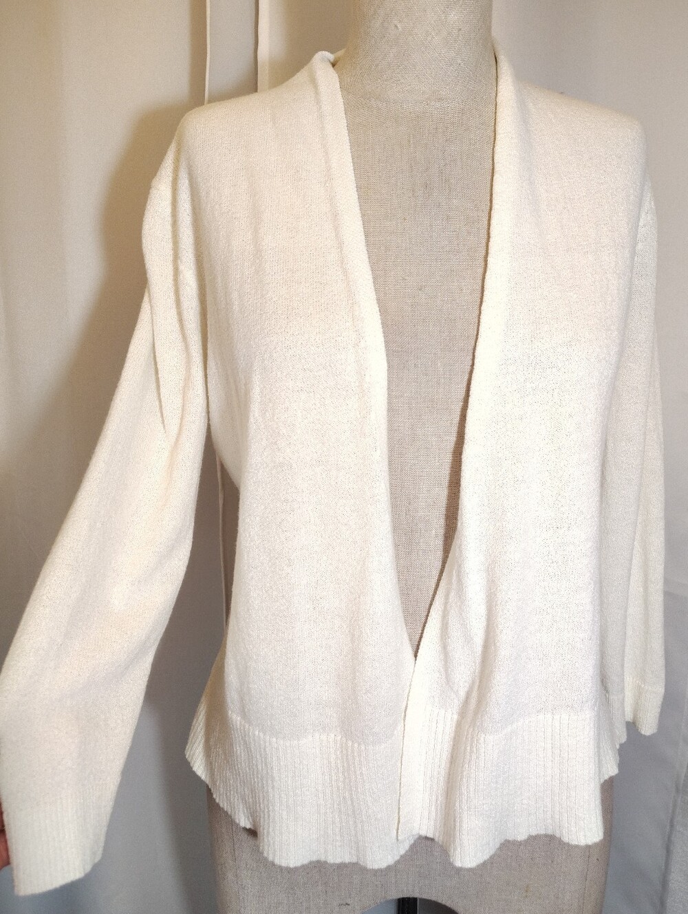 CeCe Cardigan Sweater, Women  Ivory, Open, 3/4 Sleeve Cropped, XS